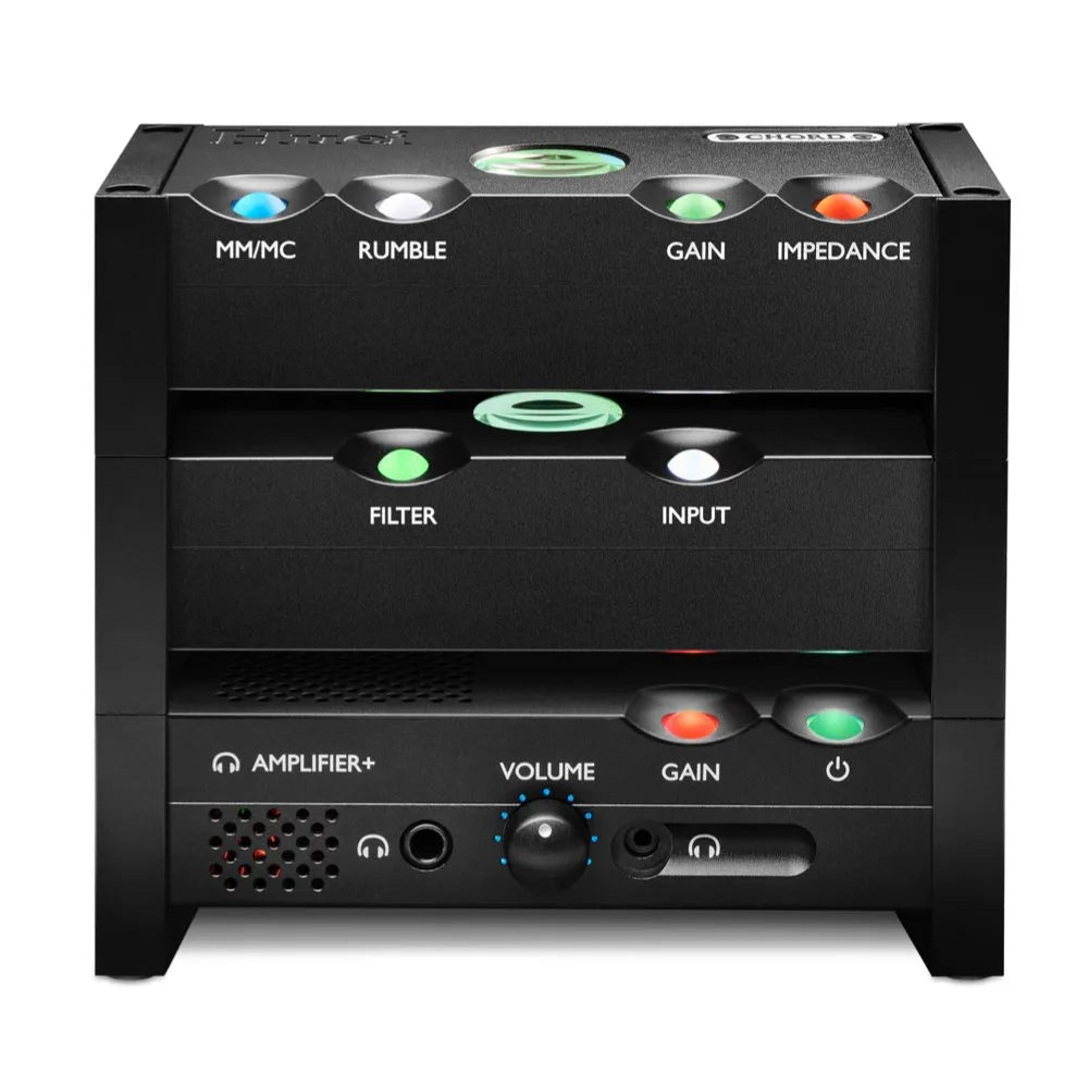 Chord Qutest System Stand — tre supporti impilati con Huei, Qutest e Anni