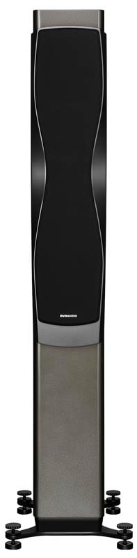 Dynaudio Confidence 50, finitura Smoke High Gloss, vista frontale con la griglia