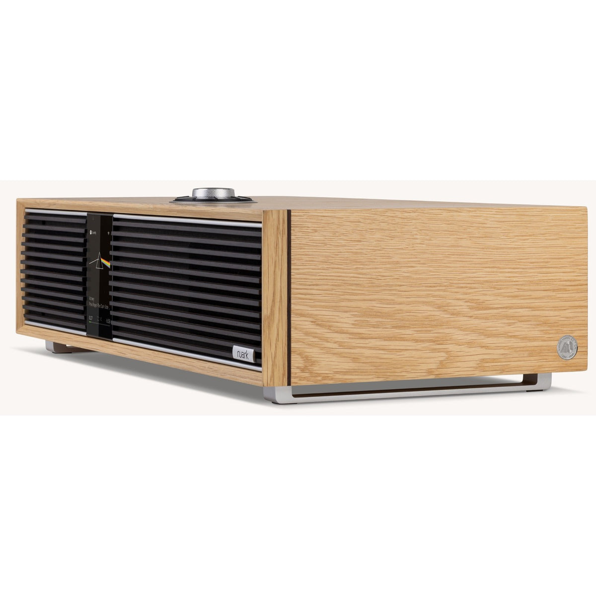 Ruark R410 Anniversary Edition in rovere bianco, vista di tre quarti