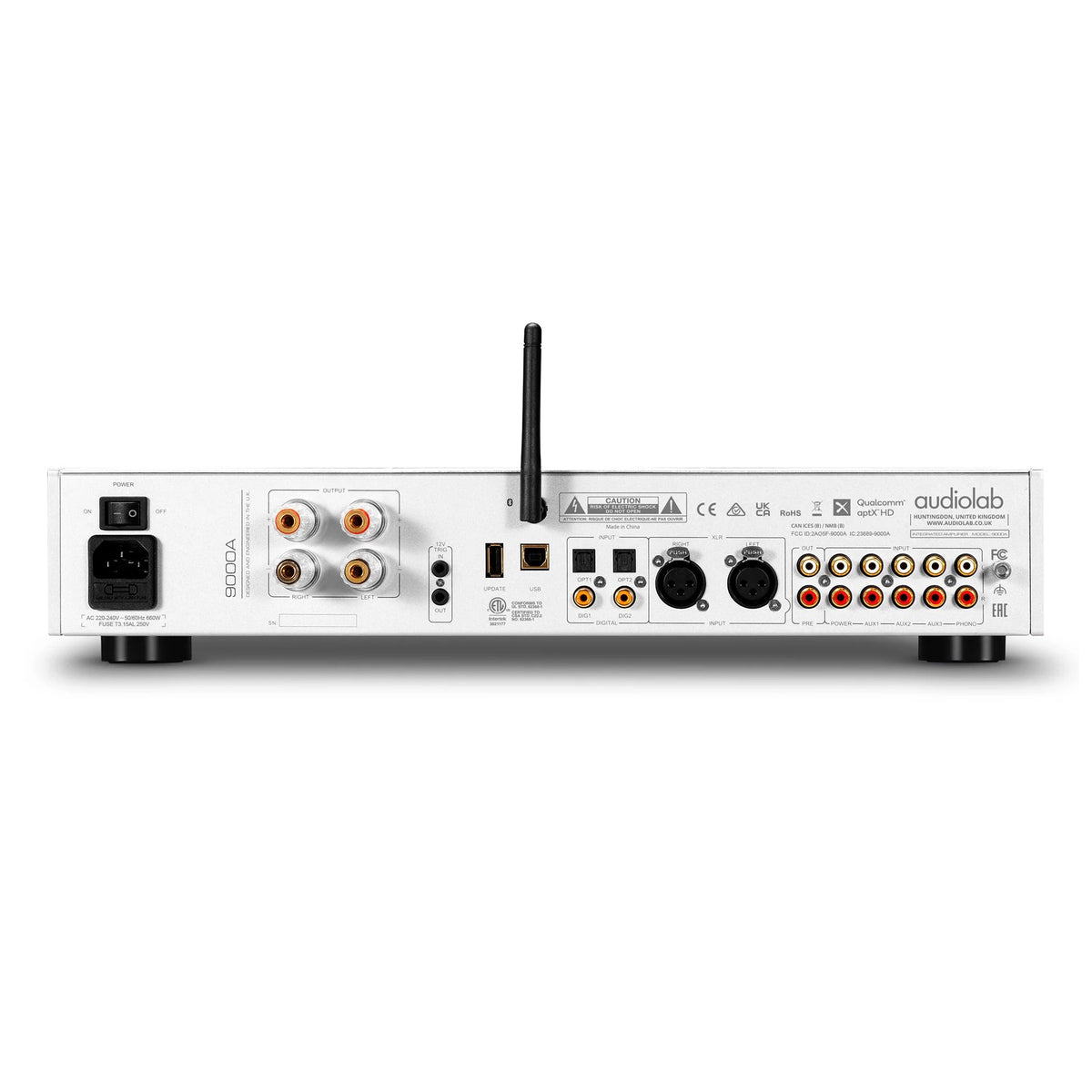 Audiolab 9000CDT — vista posteriore finitura silver