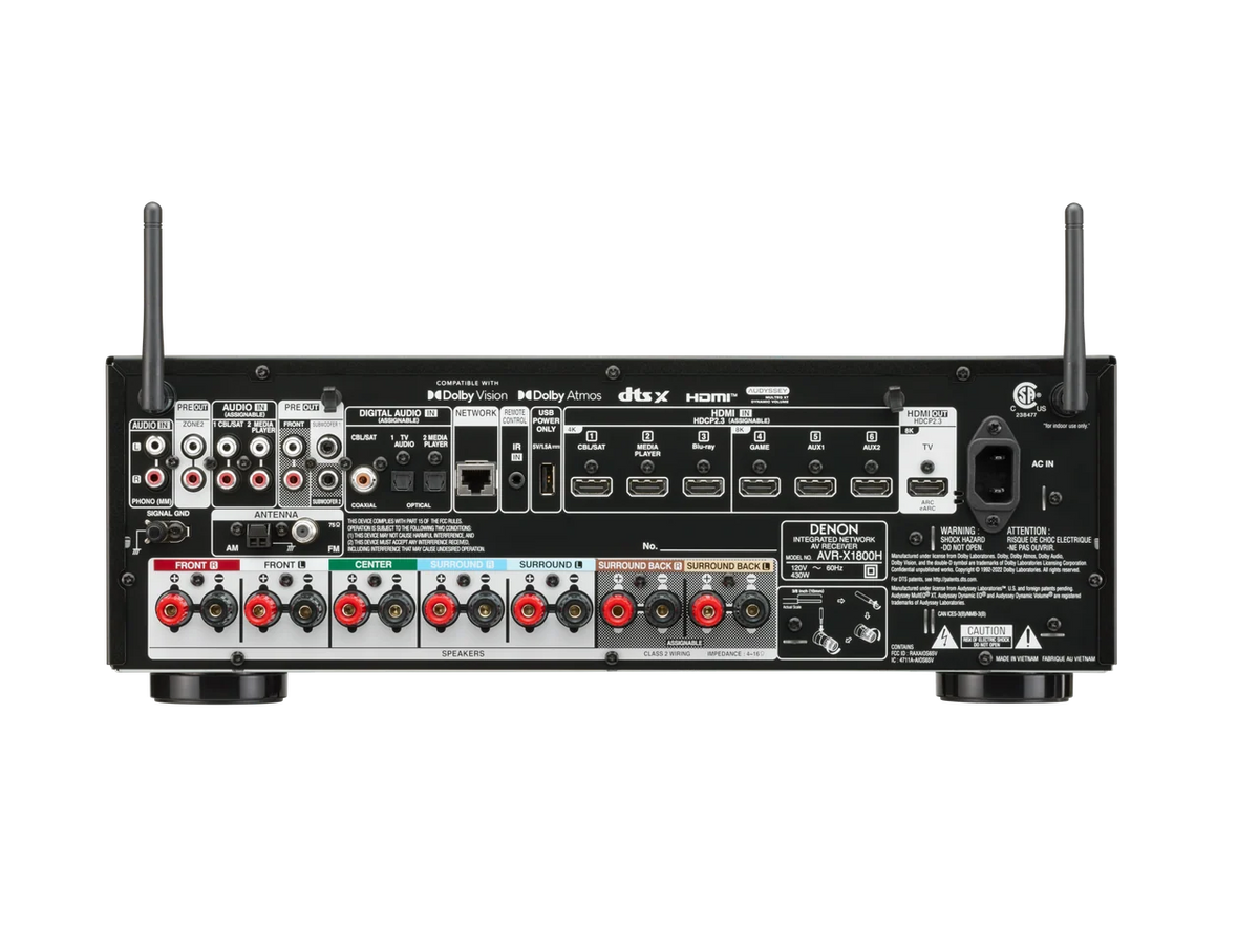 Denon AVR-X1800H DAB — Vista posteriore