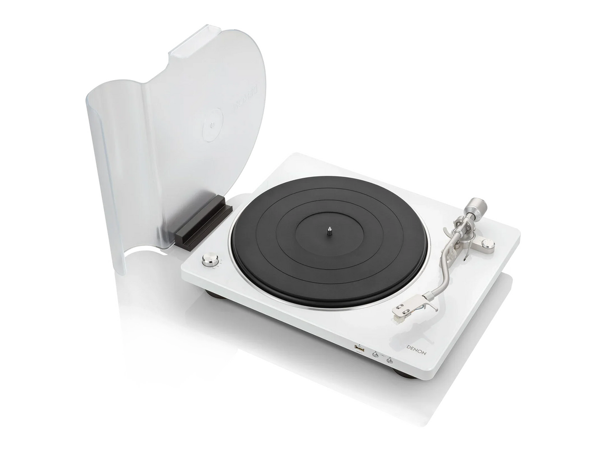 Denon DP-450USB — vista dettaglio coperchio finitura bianc