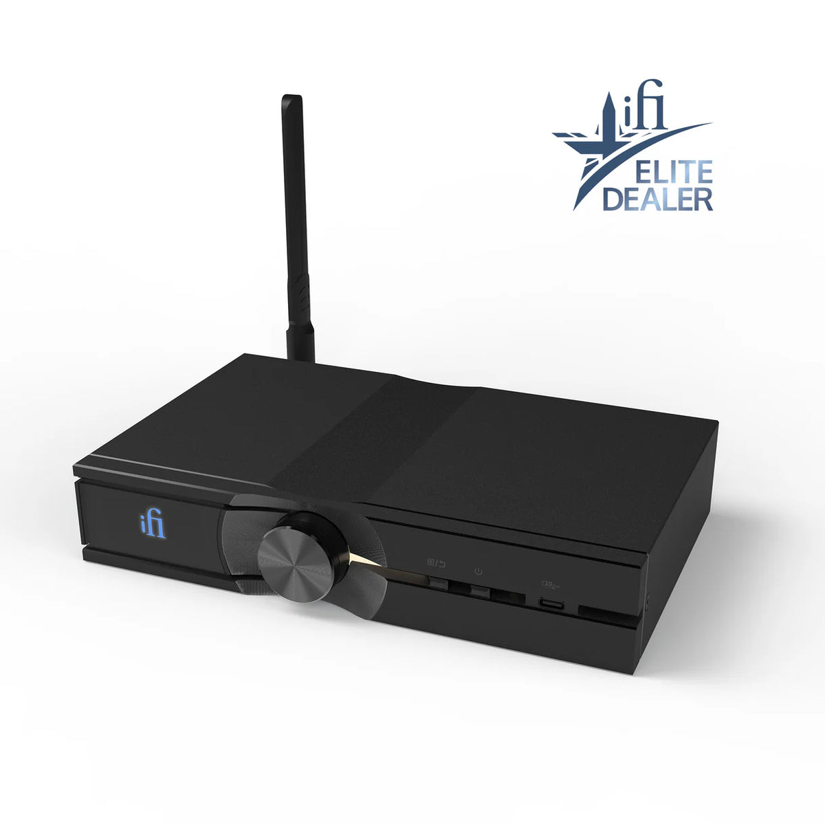 iFi Audio NEO Stream 3 — 3/4 con logo iFi Elite Dealer