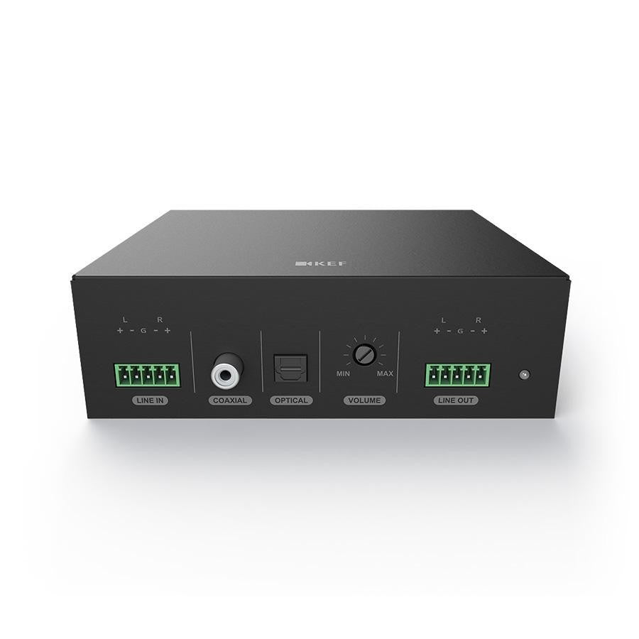 KEF BTS30, amplificatore compatto, vista frontale dall'alto