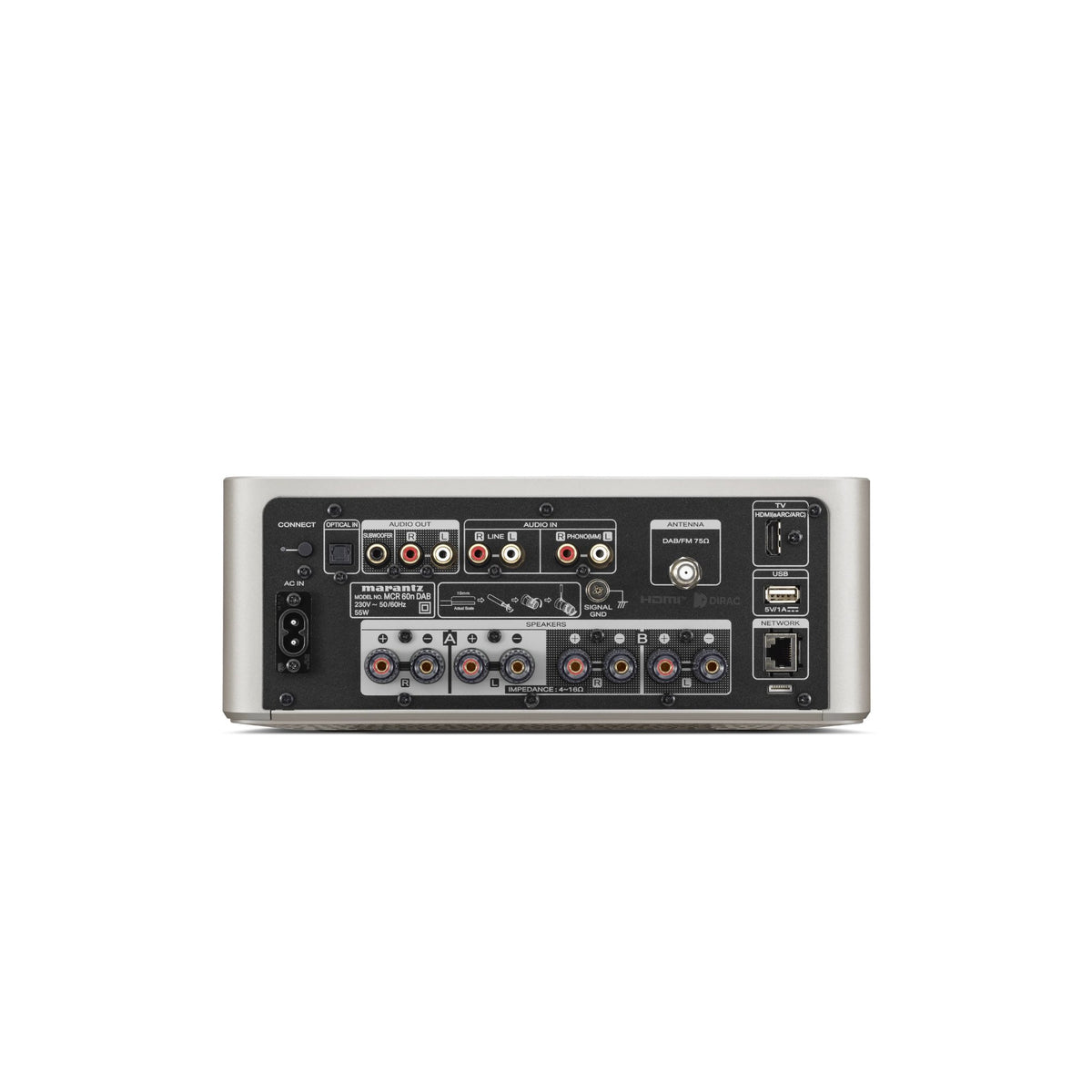 Marantz MCR 60n DAB, champagne, vista posteriore