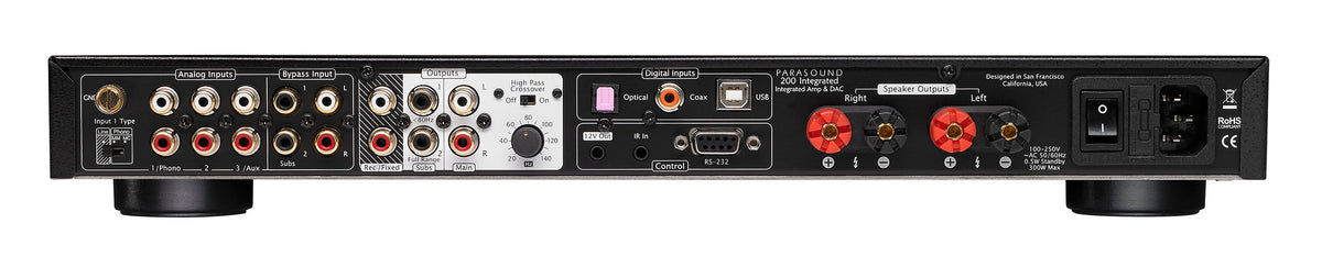 Parasound 200 INTEGRATED, vista posteriore