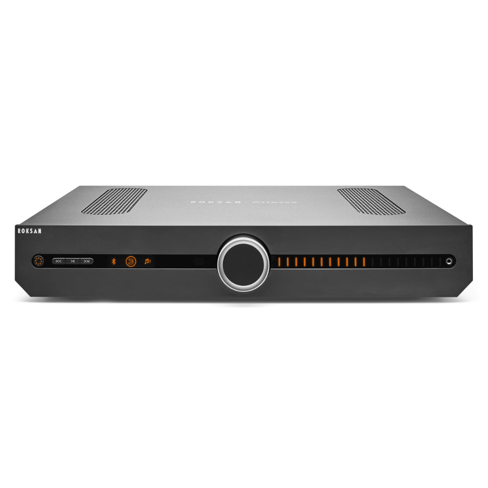 Roksan Attessa Streaming Amplifier, finitura nera, vista frontale