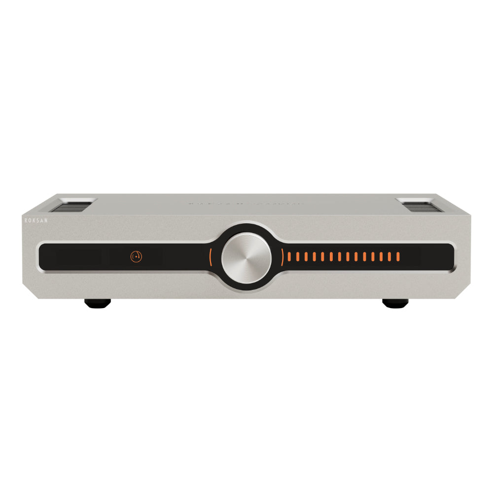 Roksan Caspian 4G Integrated Amplifier, finitura argento, vista frontale
