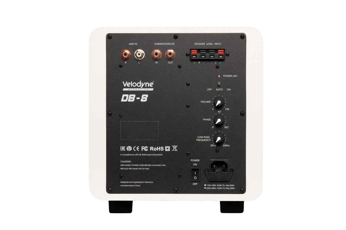 Velodyne Deep Blue 8, Vista posteriore Finitura Bianco