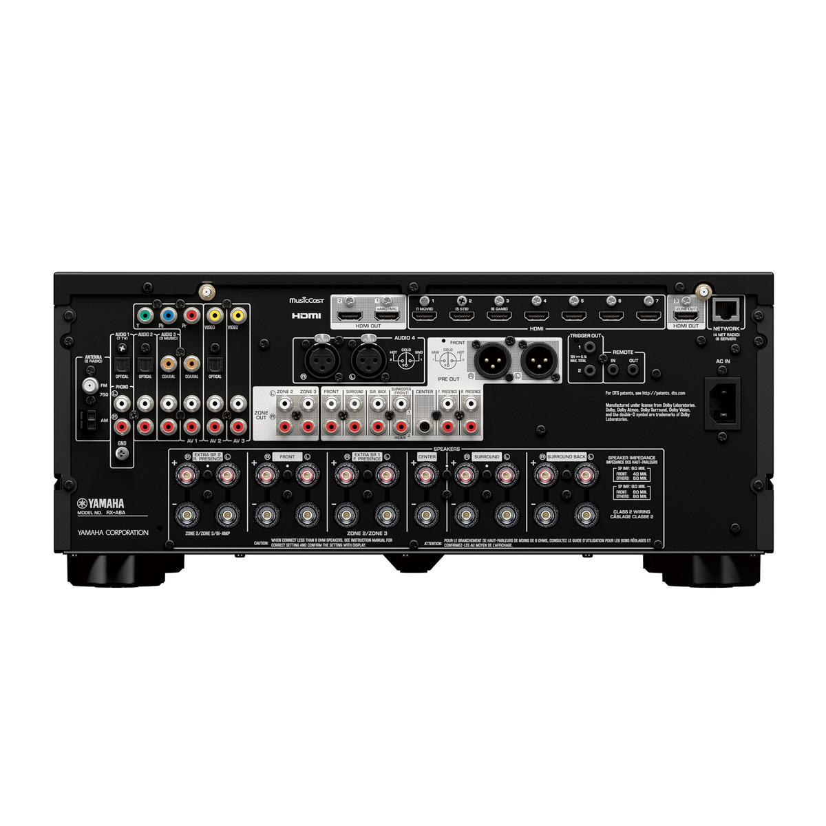 Yamaha AV RX-A6A — Vista posteriore